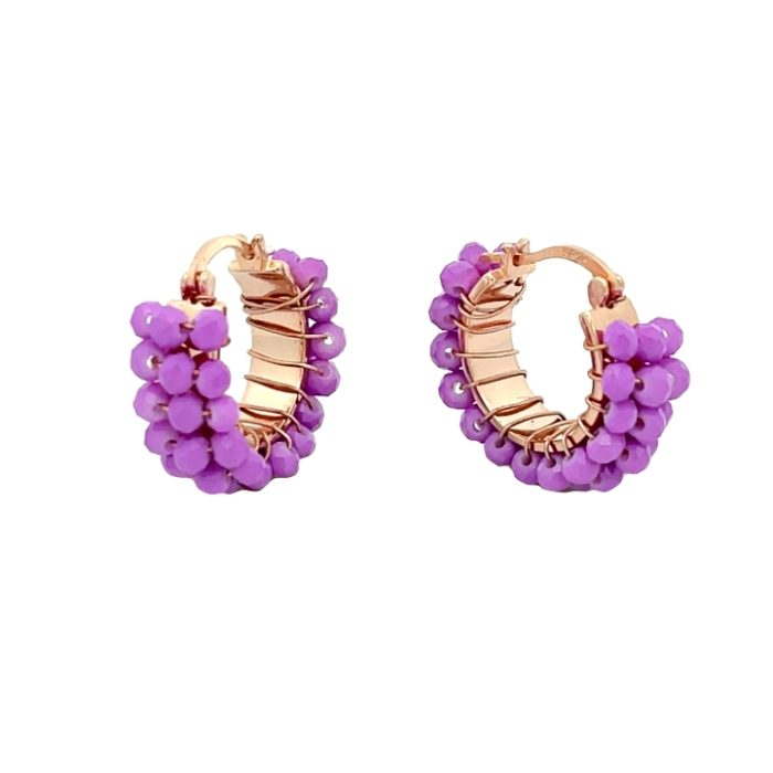 Medium Hoop Earrings with Real Stones