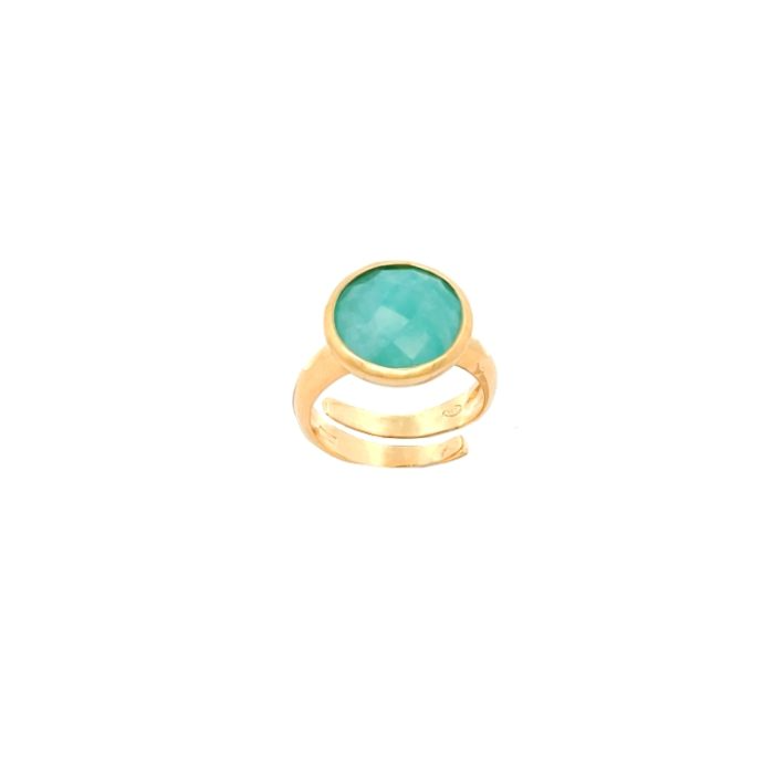 Anello a spirale in oro con pietra amazzonite verde.