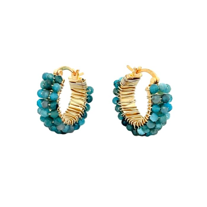 Medium Hoop Earrings with Real Stones