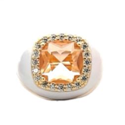 Adjustable 925 Silver Ring with Square Zircon