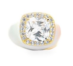 Adjustable 925 Silver Ring with Square Zircon