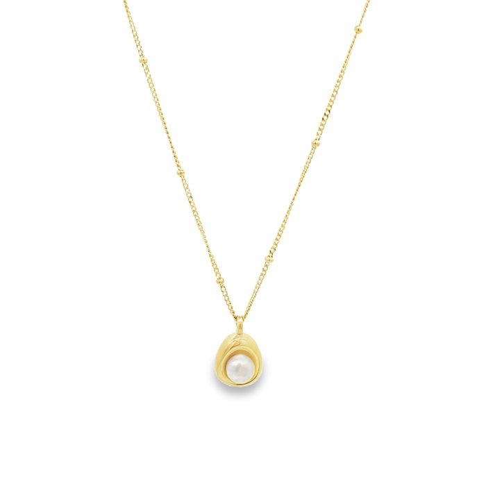 Collana con Perla ad Uovo, in Argento 925