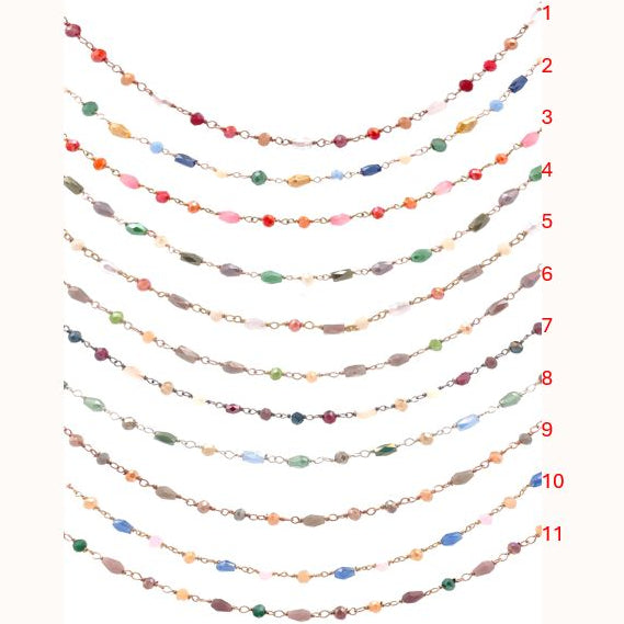 Collana Stile Rosario con Cristalli Colorati, in Argento s925
