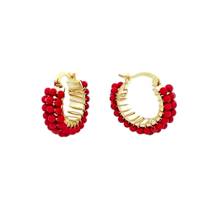 Medium Hoop Earrings with Real Stones