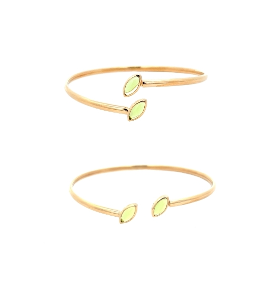 Bracciale Rigido con Ovali taglio Marquise, Argento S925