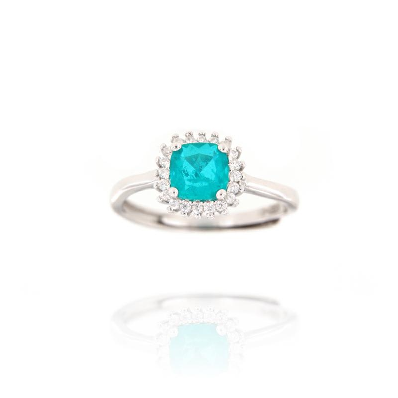 Anello Kate  quadrato Paraiba, in ARGENTO S925 (Copy)