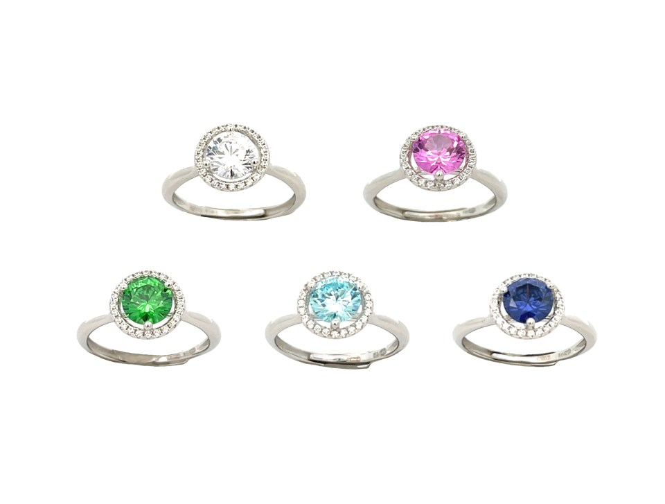 Anello SOLITARIO Tondo, Argento 925