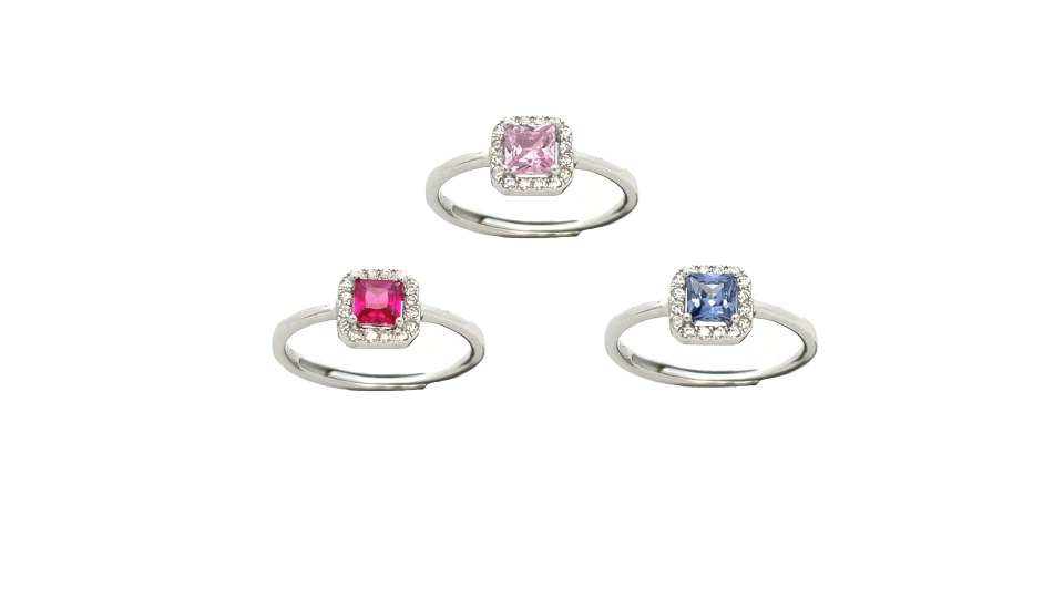 Anello Solitario Quadratino, Argento 925