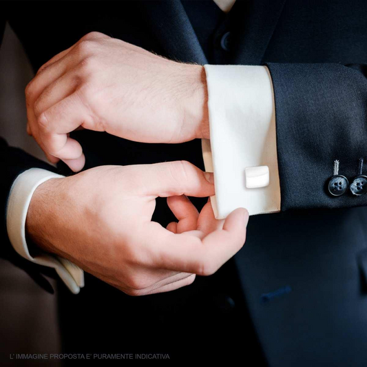 Gemelli Uomo forma Rettangolare Bombato mm 13x15 in ACCIAIO