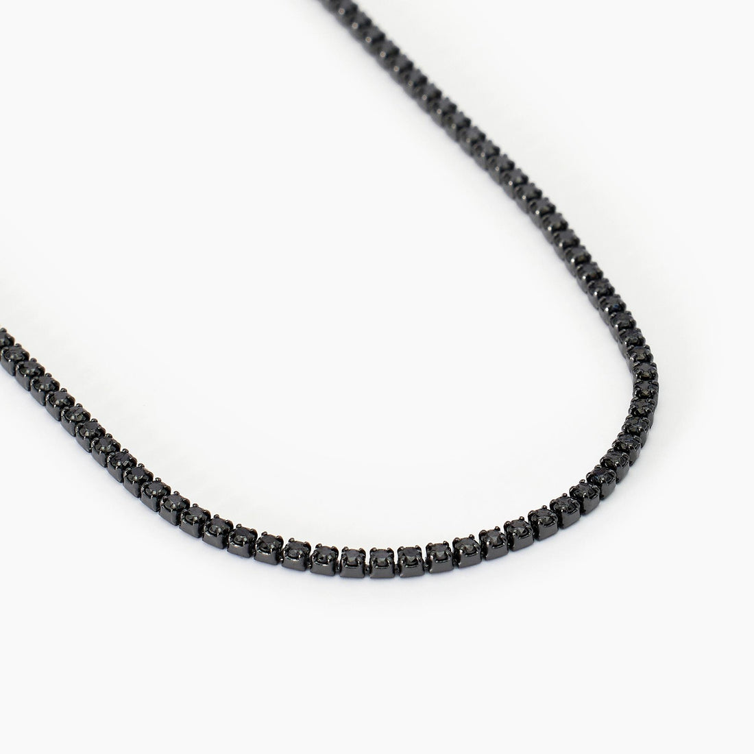 Collana Tennis NERO BRUNITO, 3mm REGOLABILE, Argento 925 con Zirconi