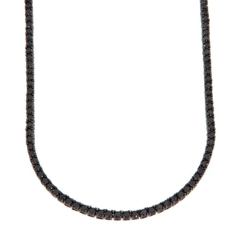 Collana Tennis NERO SU NERO 3mm, 50cm, Argento 925 brunito