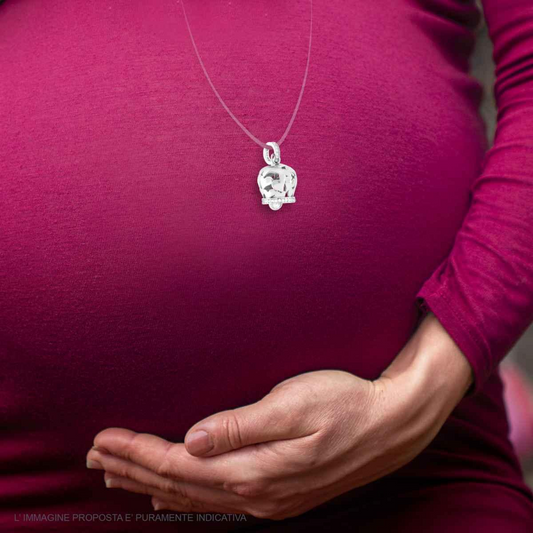 Ciondolo Chiama Angeli Campana con Cuori, Argento s925