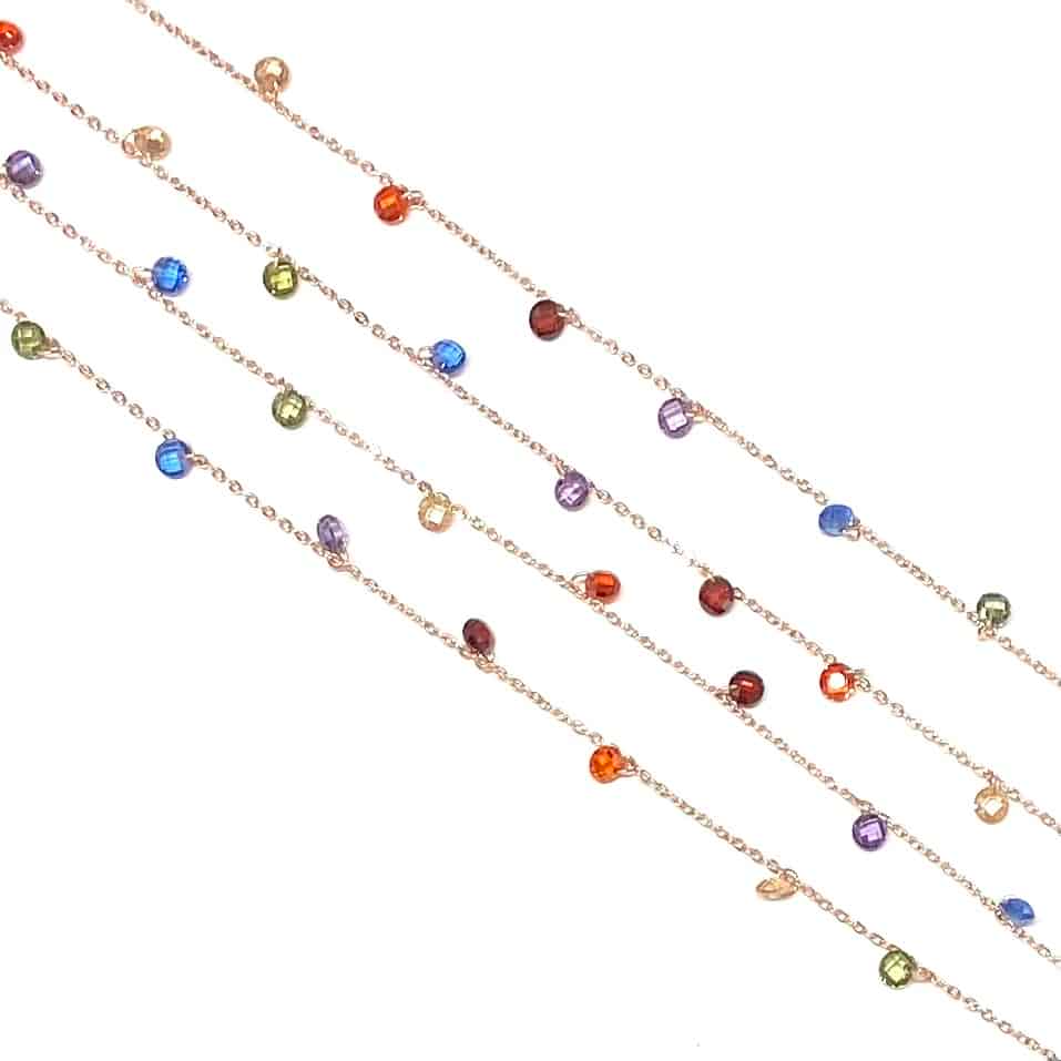 Collana con Lenticchie In Zircone Multiciondolo, Argento S925