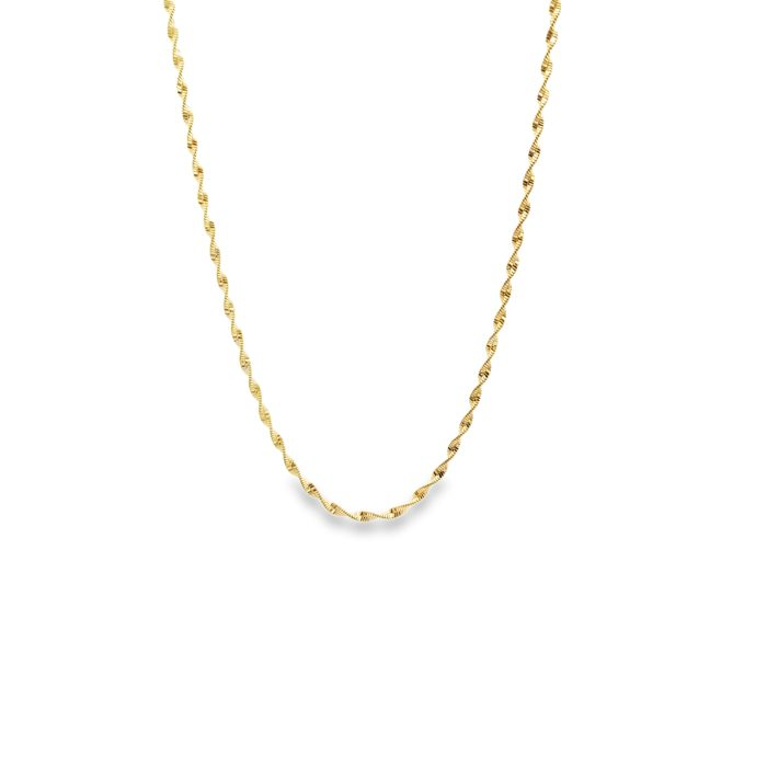 Collana a catena d'oro con design a spiga.