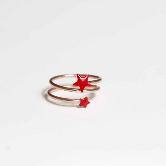 Double Wrap Ring with Stars, in 925 Sterling Silver