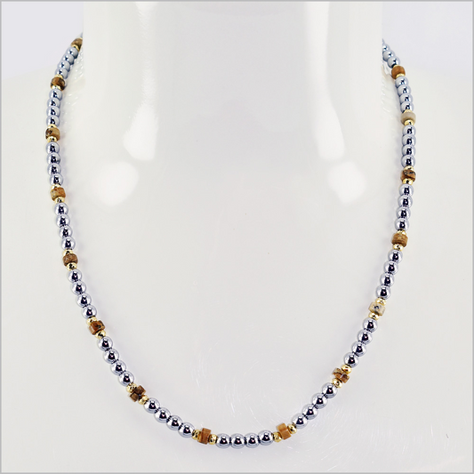 Multicolor Stone Chain Necklace 4.5mm, Stainless Steel