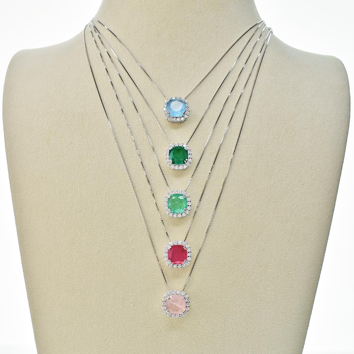 Collana con Pietra Idrotermale Quadrata, Argento s925