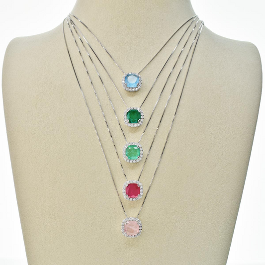 Elegant 925 silver zirconia pendant necklace