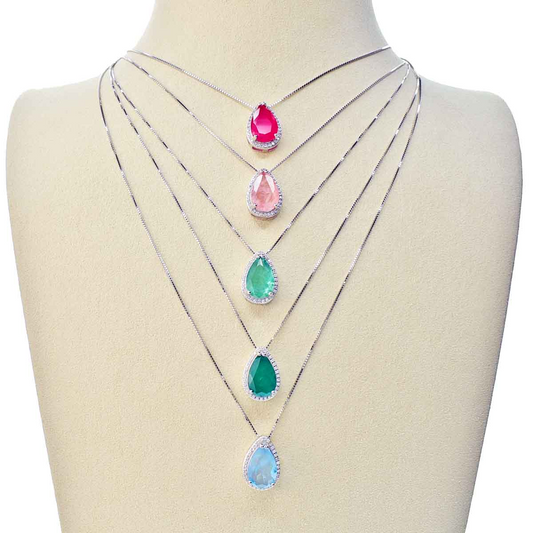 Elegant 925 silver zirconia pendant necklace