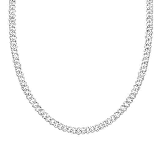 Collana a catena con diamanti in oro bianco.