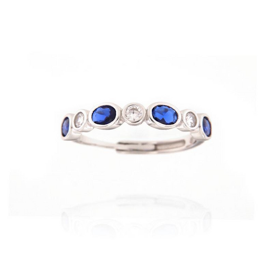 Anello Fascia Punti luce ovali, in Argento S925 e Zirconi