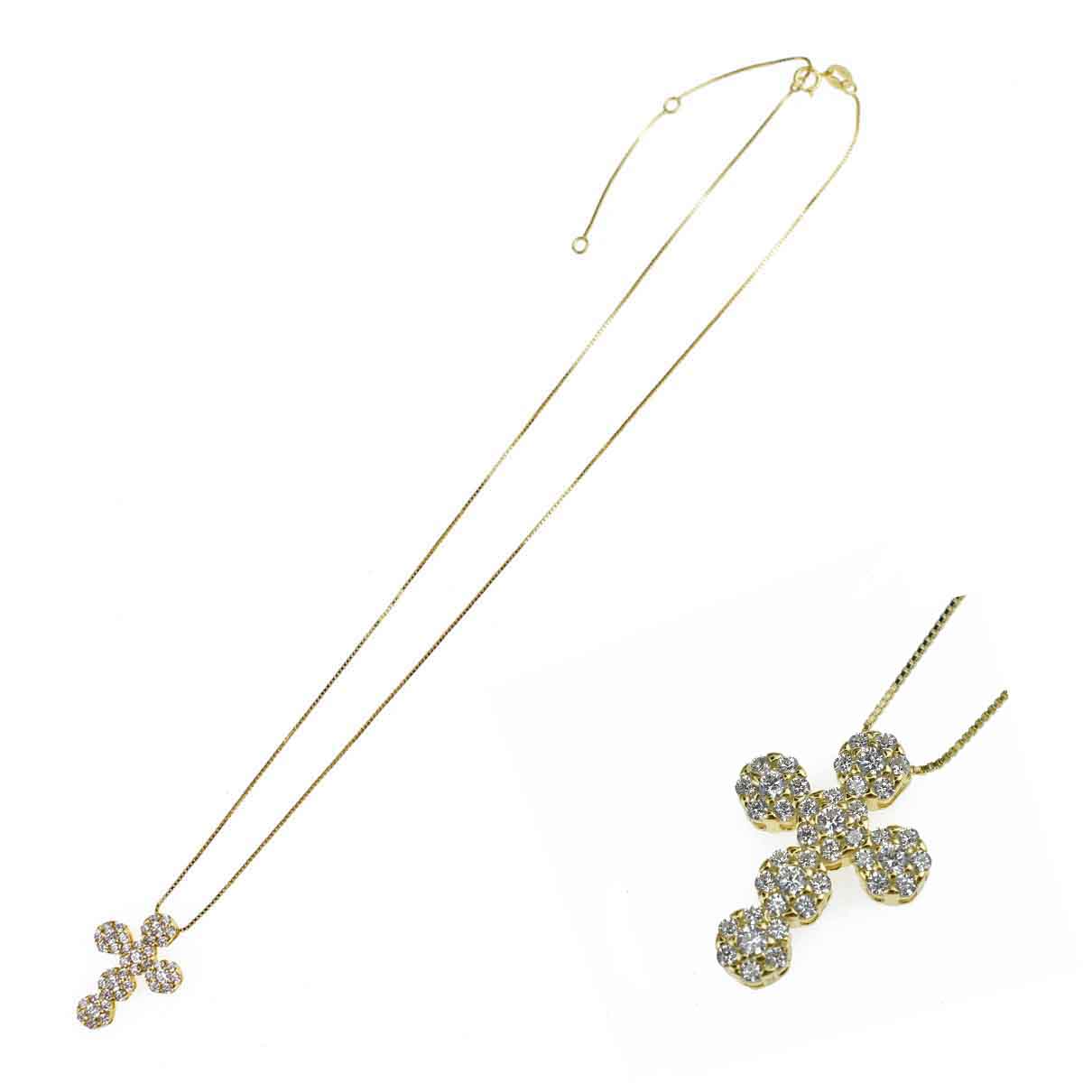 Collana con Croce Pendente Zirconata, Argento s925