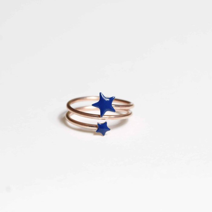 Double Wrap Ring with Stars, in 925 Sterling Silver