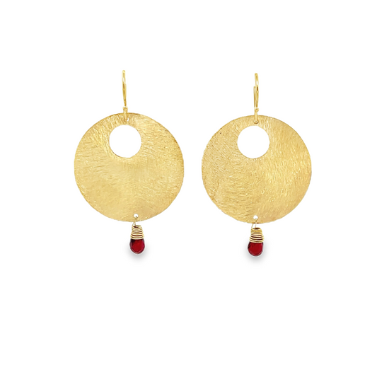 Satin Hoop Earrings and Drop Precious Stones