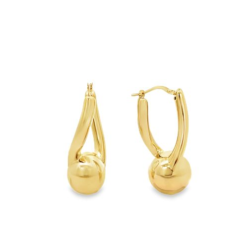 Orecchini Cerchio con Pallina, Argento S925