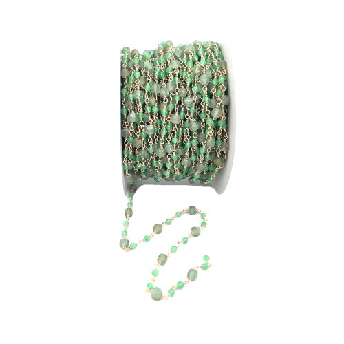 Catena rosario in agata verde e perline d'acqua dolce