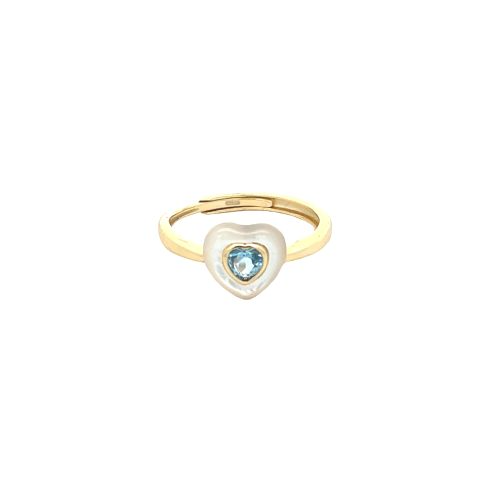 Anello Cuore in Madreperla, in ARGENTO S925 e Oro