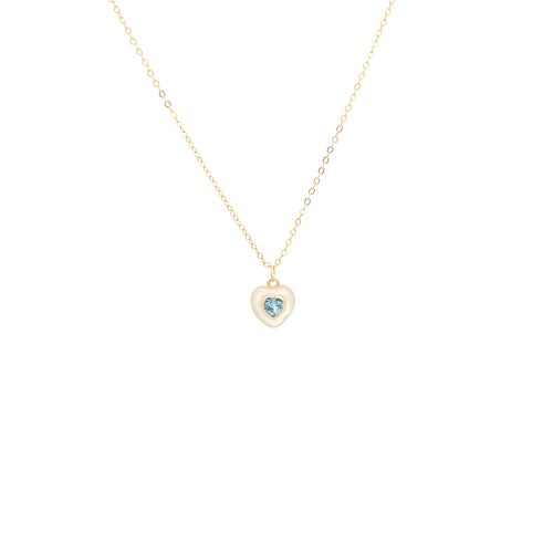 Collana Cuore in Madreperla, in Argento S925 e Oro