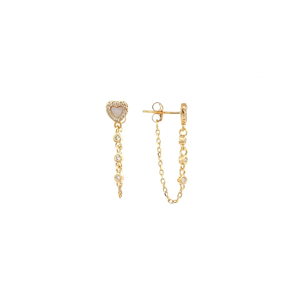 Orecchini cerchietto Cuore Madreperla, Argento S925