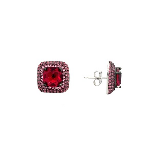 Orecchini Luxury Quadrato Rosso - in Argento S925