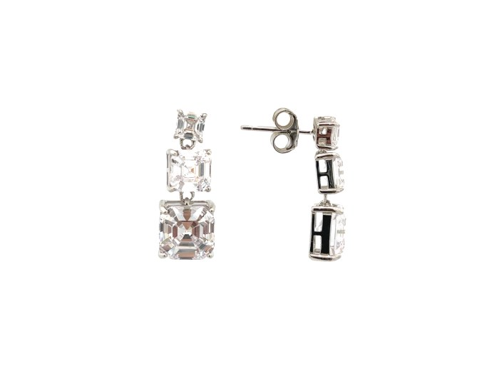 Orecchini 3 quadrati a scalare - in Argento S925