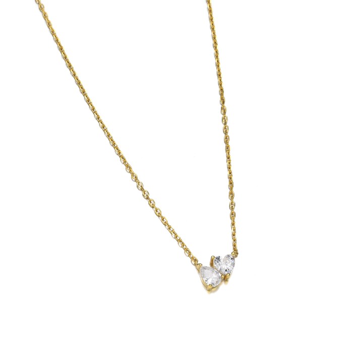 Collana Con Cuore e Goccia, in Argento S925