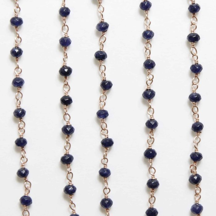 925 Silver Sapphire Rosary Necklace Handcrafted - Main Image