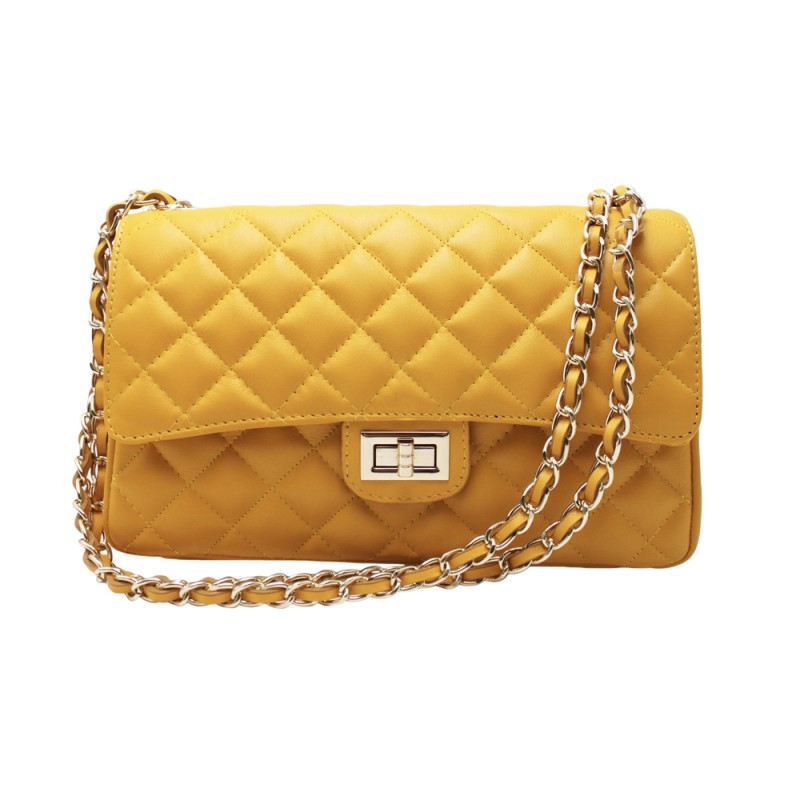 Borsa in Pelle trapuntata con catena - diversi colori