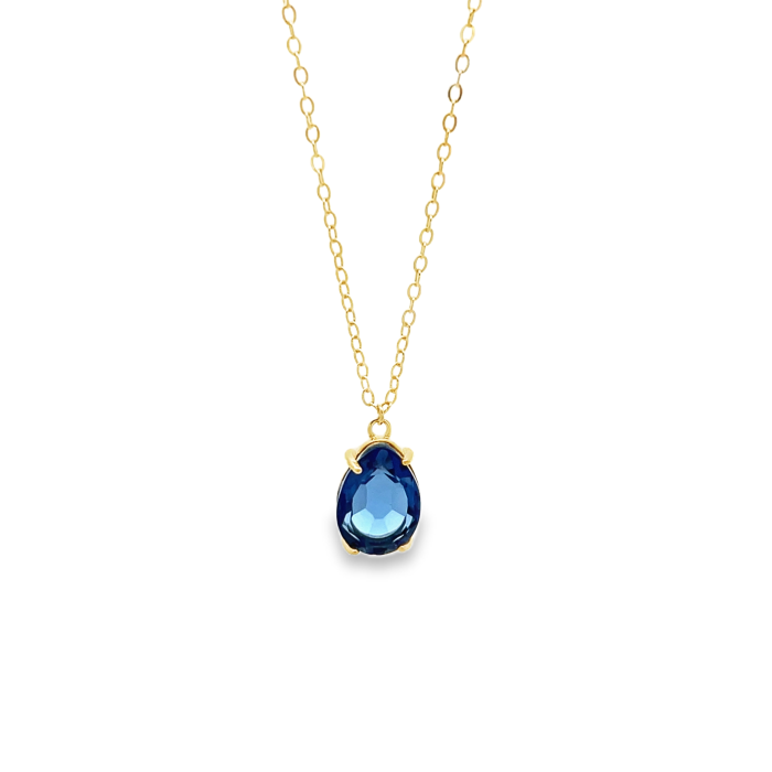 Collana in oro con ciondolo a goccia idroblu.
