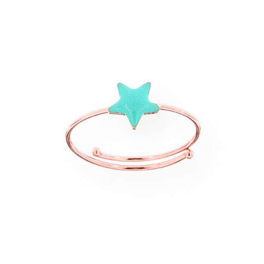 Adjustable Enamelled Blue Star Ring