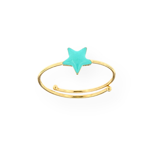 Adjustable Ring Blue Enamelled Star