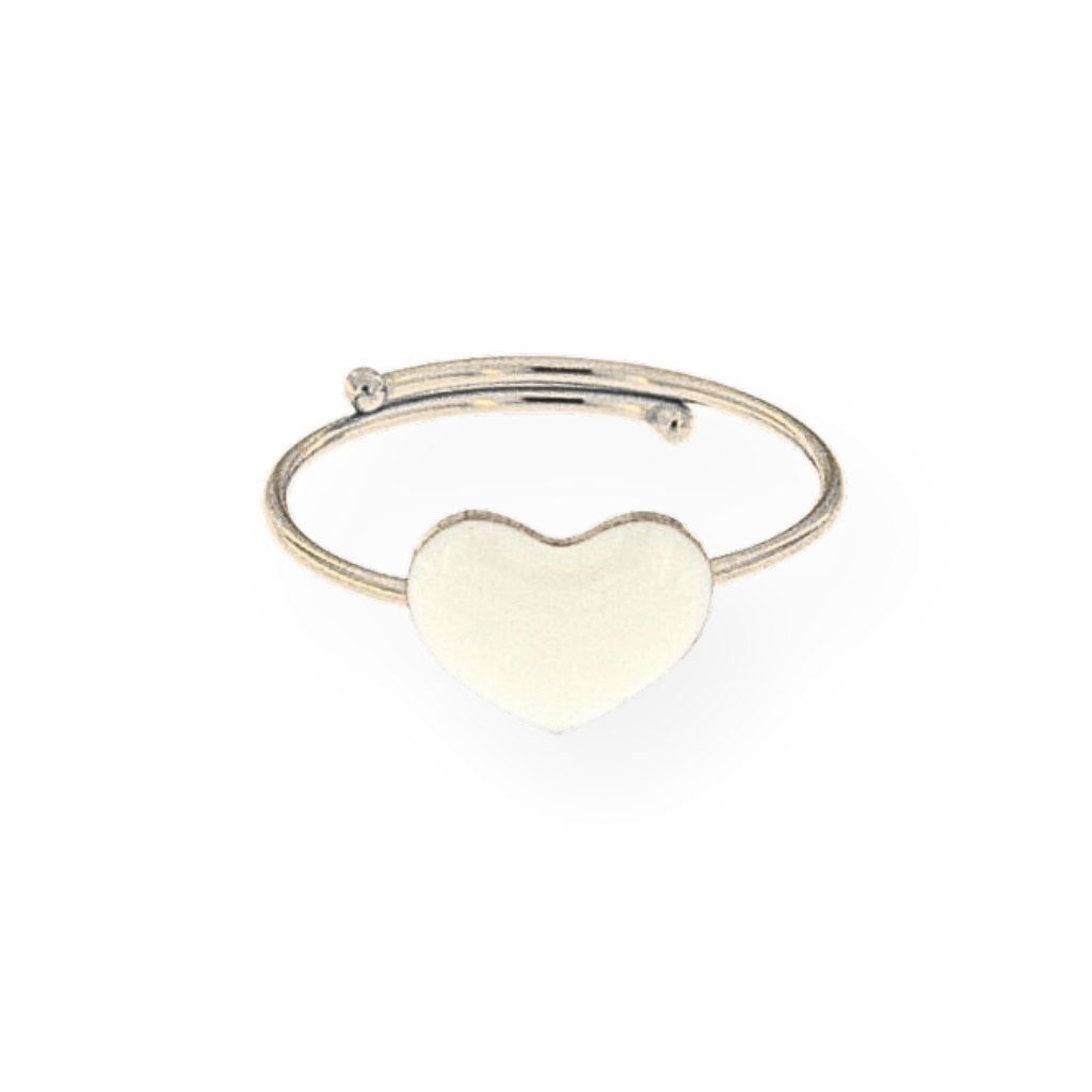 Anello regolabile in argento con cuore liscio.