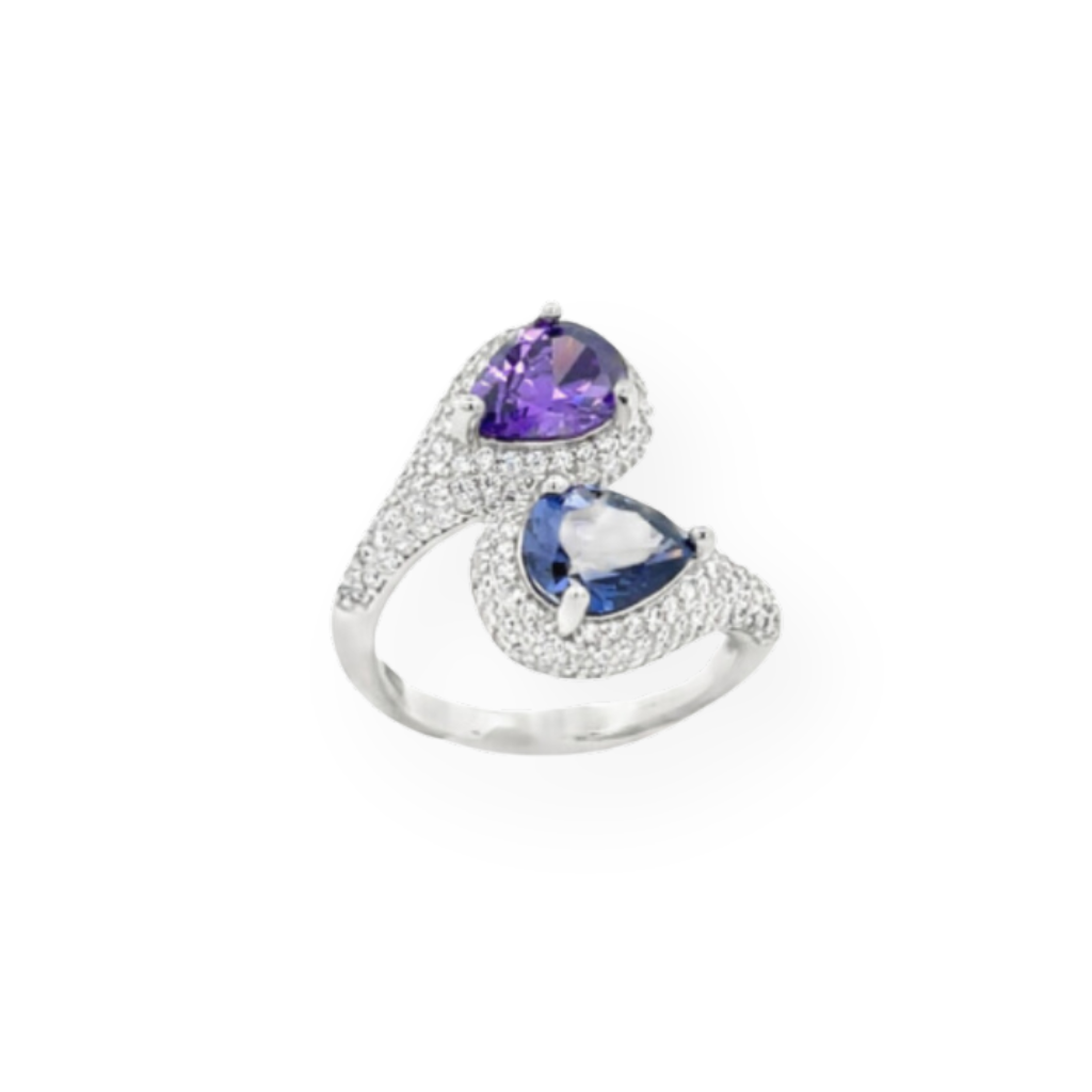 Elegant and Brilliant 925 Silver Zirconia Drop Ring