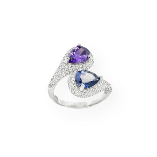 Elegant and Brilliant 925 Silver Zirconia Drop Ring