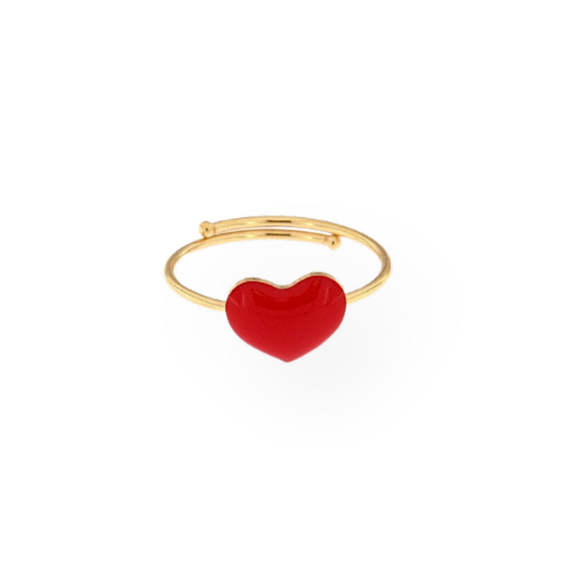 Bague ajustable en émail en forme de cœur – Style élégant et unisexe
