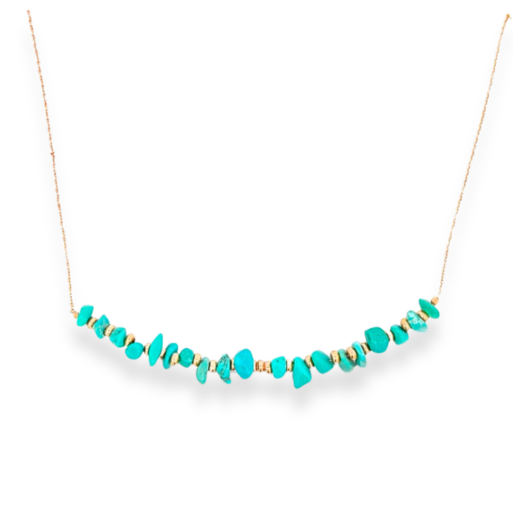 Collana in oro con pietre di turchese.