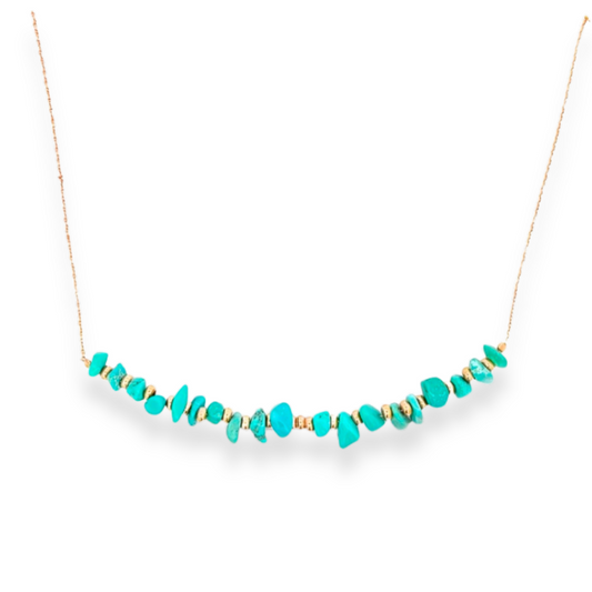 Collana in oro con pietre di turchese.
