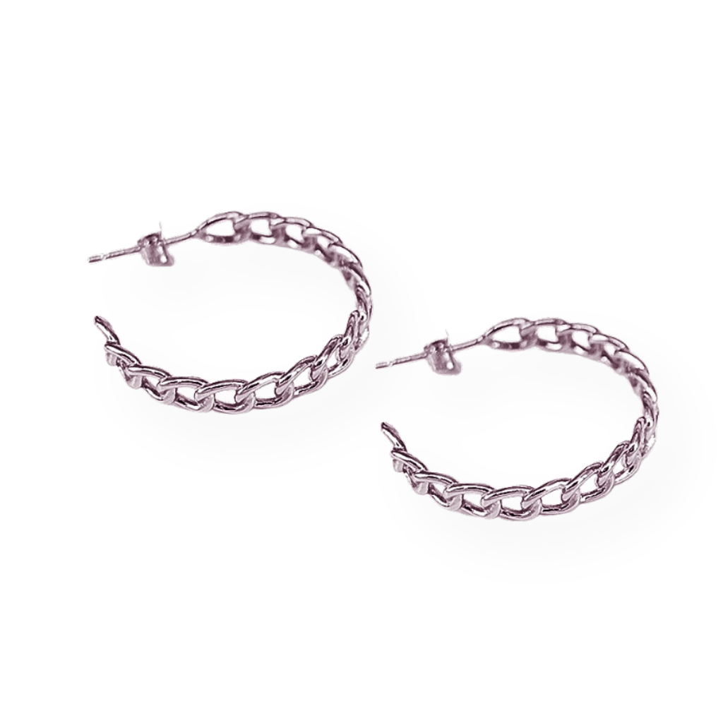Chain Hoop Earrings Curb Chain