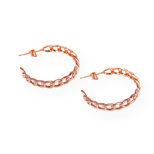 Chain Hoop Earrings Curb Chain