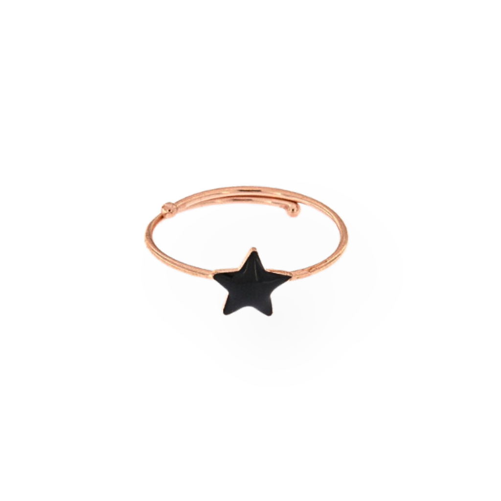 Anello Regolabile Stella Nera Smaltata